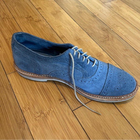 Allen Edmonds Strandmok 2.0 Brogue Men’s 9 Blue Suede Leather - Picture 2 of 4